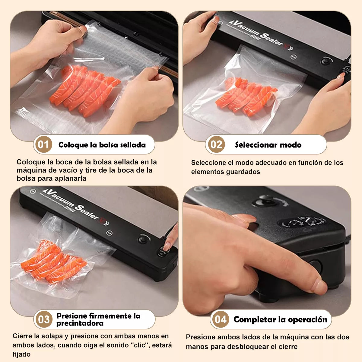 Selladora al vacio con bolsas